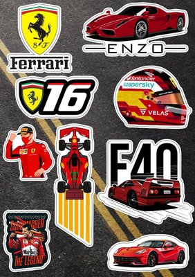 Наліпки авто Стікери А5 самоклеючий папір "Ферарри / Ferrari" стікери набір Н112 фото