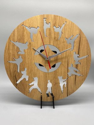 Настенные Декоративные Механические Дизайнерские часы в стиле Карате с ХДФ Ч005 фото