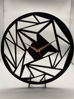 Настінний Декоративний Механічний Дизайнерський годинник Геометрія / Трикутники з ХДФ Ч018 фото