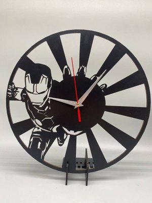 Настінний Декоративний Механічний Дизайнерський годинник Залізна людина / Iron Man Марвел з ХДФ Ч012 фото