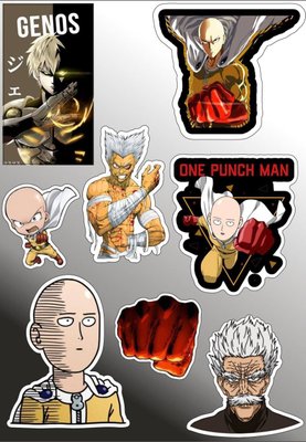 Наліпки аніме Стікери А5 самоклеючий папір "Onepunchman (Ванпачмен)" стікери набір Н047 фото