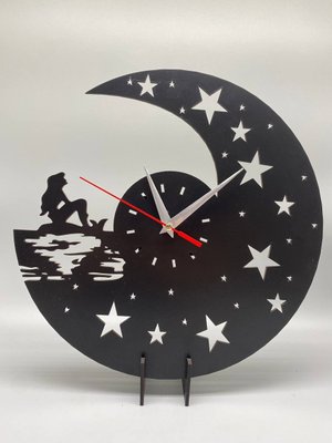 Настінний Декоративний Механічний Дизайнерський годинник Русалка та зорі з ХДФ Ч007 фото