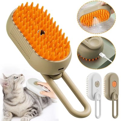 Паровая щетка для шерсти 3в1 PET SPRAY MASSAGE BRUSH 000877 фото