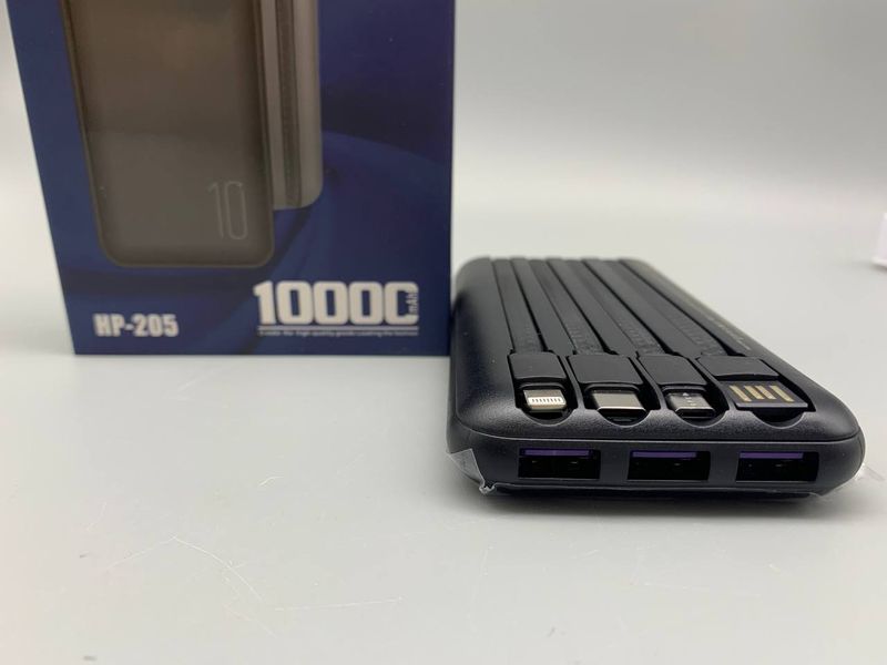 Портативная мобильная батарея Powerbank HEPU HP205 10 000mAh з набором зарядних шнурів PB023 фото