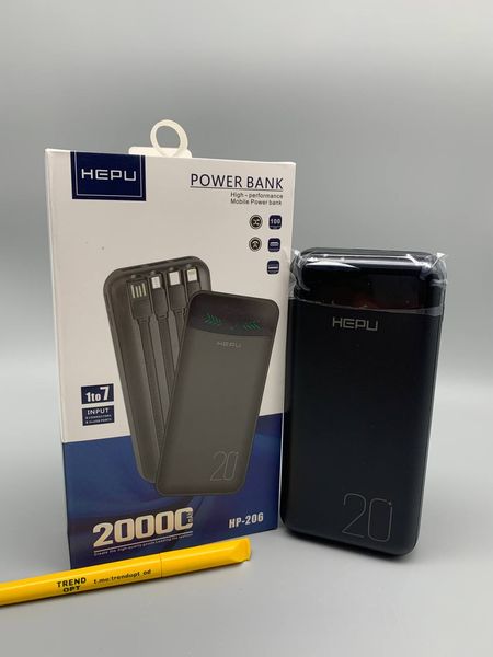 Портативная мобильная батарея Powerbank HEPU HP206 20 000mAh с набором зарядных кабелей PB028 фото