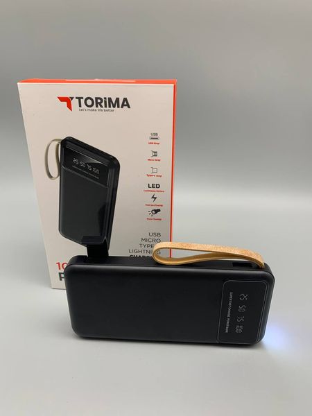 Портативная мобильная батарея Powerbank TORIMA TRM-1011 10 000mAh с набором зарядных кабелей и Фонариком PB029 фото
