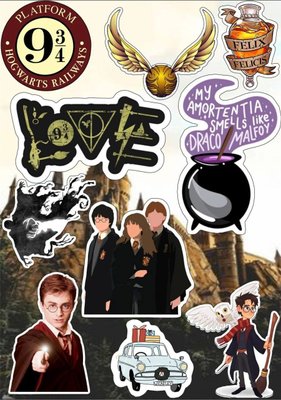 Наклейки Стикеры А5 самоклеющаяся бумага "Гарри Поттер" стикеры набор Н071 фото