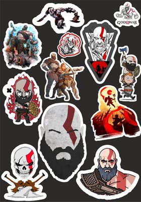 Наліпки Стікери А5 самоклеючий папір "God of War, Kratos" стікери набір Н059 фото