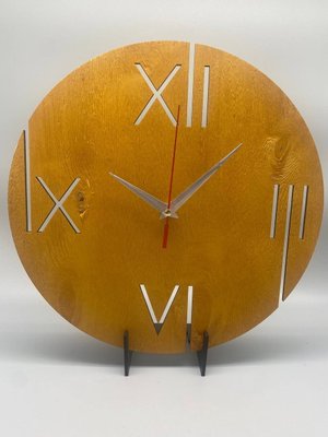 Настінний Декоративний Механічний Дизайнерський годинник Римські цифри світле дерево з фанери Ч026 фото