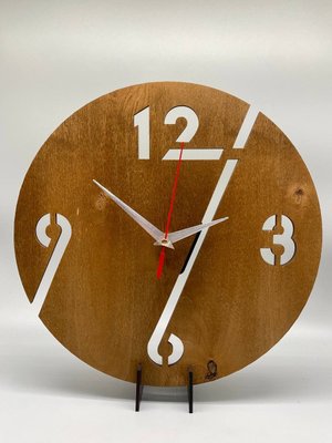 Настінний Декоративний Механічний Дизайнерський годинник Класичні цифри геометрія з фанери Ч022 фото