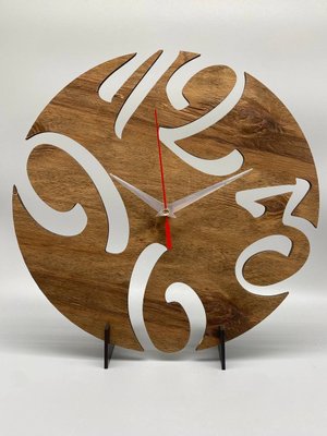 Настінний Декоративний Механічний Дизайнерський годинник Класичні цифри під наклоном з фанери Ч021 фото