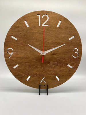 Настінний Декоративний Механічний Дизайнерський годинник Класичні цифри з позначками з фанери Ч023 фото