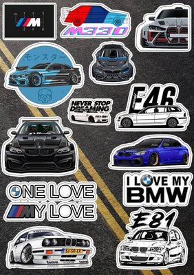 Наклейки авто Стикеры А5 самоклеющаяся бумага "БМВ М-спорт / BMW M-sport " стикеры набор Н115 фото