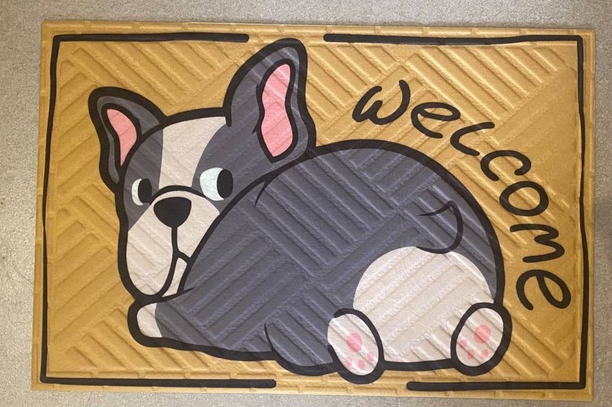 Придверный коврик на резиновой основе с принтом "Собачка Welcome" К0024 фото